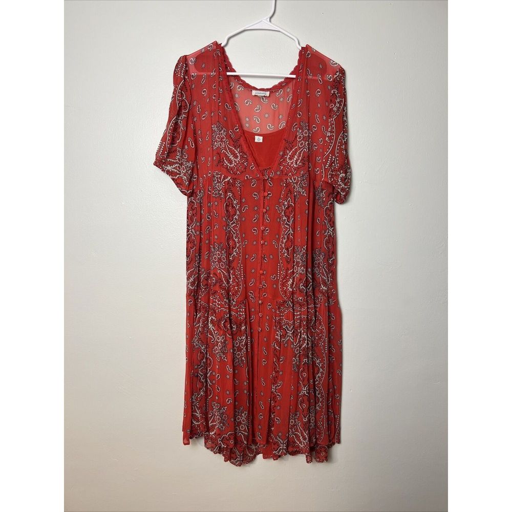 Sundance Women’s Brieia Bandana Dress Size Petite Large Red Bandanna